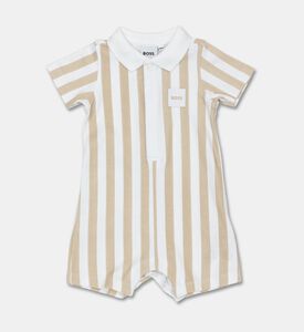 Boss Striped Organic Cotton Playsuit, Grey, 3m, Packshot View
