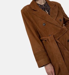 Ba and Sh Double-breasted Trench Coat, Model View