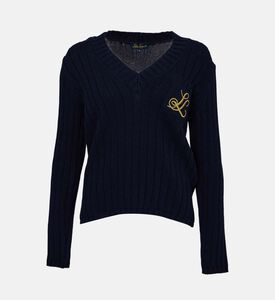 كنزة صوفية كارناجيوني مطرزة بشعار