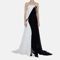 Two-tone Sleeveless Bandeau-neck Dress
