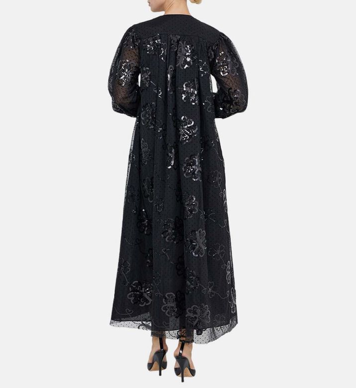 Tulle Floral-embroidery Maxi Dress