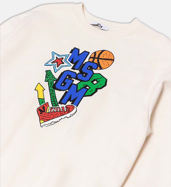 Ivory Cotton Varsity Sweatshirt