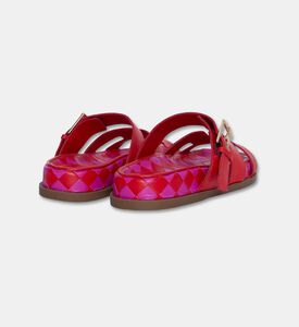 Arezzo Leather Multi-strap Slippers, Red, Eu-37, Packshot View