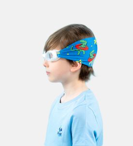 نظارة سباحة زرقاء للأطفال بشريط فائق النعومة مزينة برسوم ديناصورات