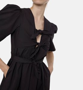 Ganni Bow-detail V-neck Midi Dress, Model View