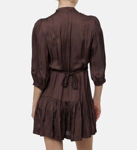 Ba and Sh Puff Sleeve V-neck Flared Dress, Model View