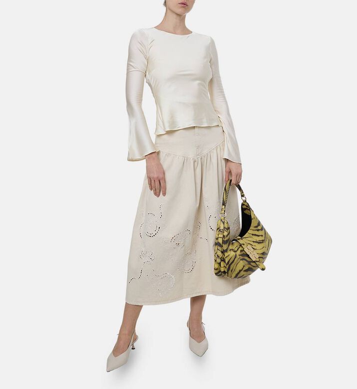 Ganni Wide Long-sleeve Blouse, Model View Ganni Wide Long-sleeve Blouse, Model View