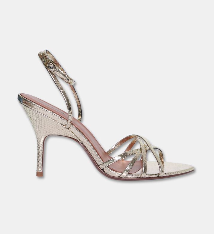 Lola Cruiz Raquelle Metallic Snake-effect Sandals, Light-grey, Eu-41, Packshot View
