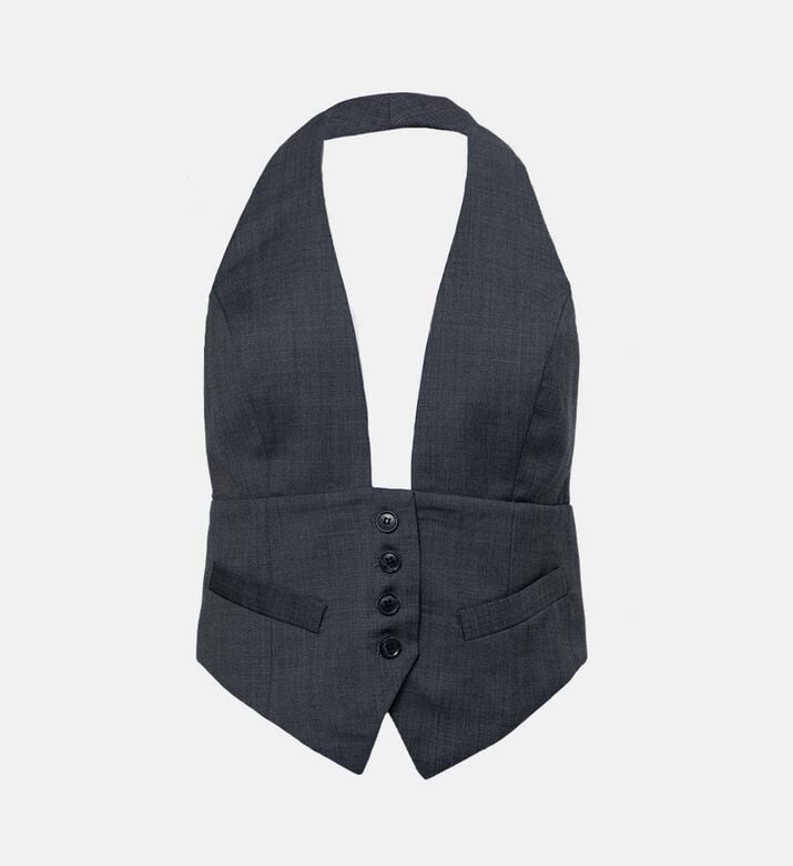 Ronny Kobo Button Closure V-neck Vest, Packshot View
