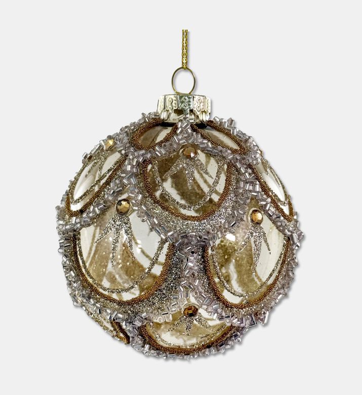 Shishi Ball Glass With Bead Garland, Gold, 10-cm, Packshot View