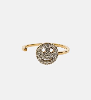 White Diamond Smiley Face Ring