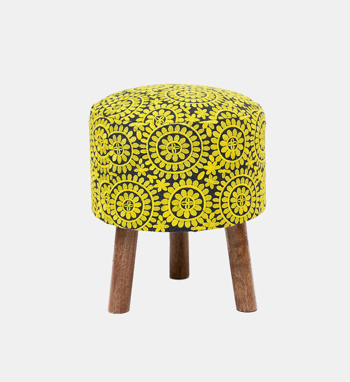 Home Deco and More Ethnic Embroidered Cotton Stool, Packshot View