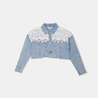 Lace-details Cropped Denim Jacket