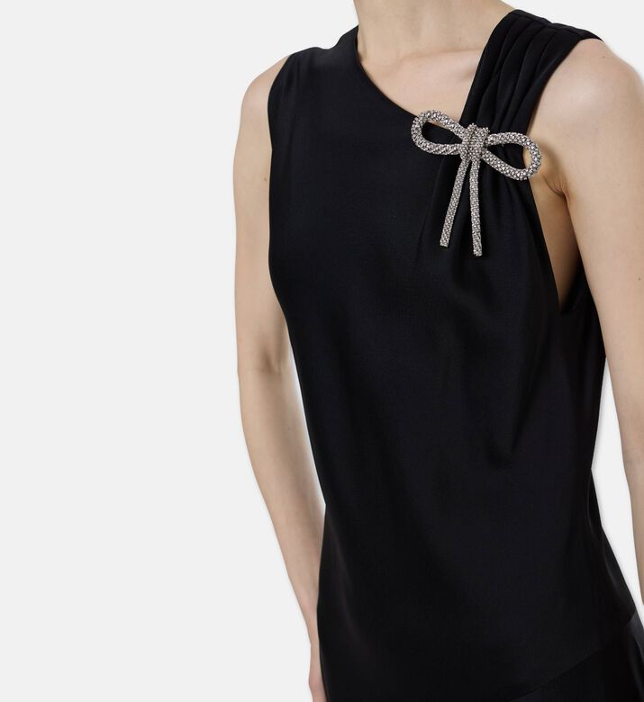 Jil Sander Enverse Satin One-shoulder Evening Dress, Black, 40, Model View