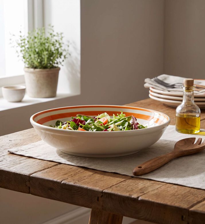 Easy Life Ceramic Color Mix Round-shape Bowl, Orange, Model View