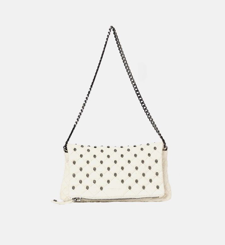 The Kooples Heritage Small Leather Skulls Bag, Off-white, Packshot View