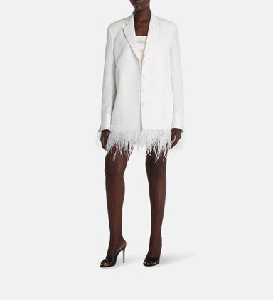 Feather-trimmed Long-sleeve Jacket