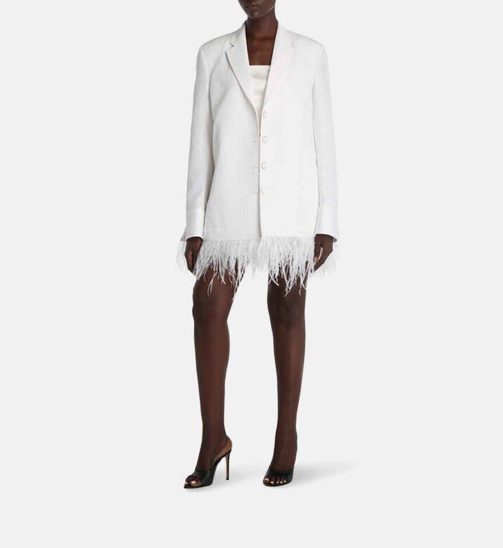 Feather-trimmed Long-sleeve Jacket