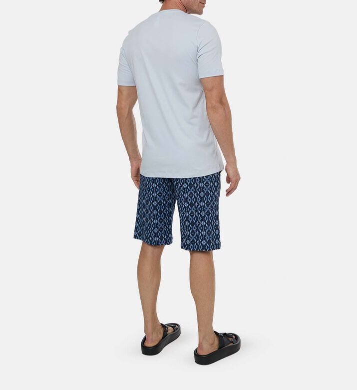 Two-tone Geometric-print Shorts Pajama Set