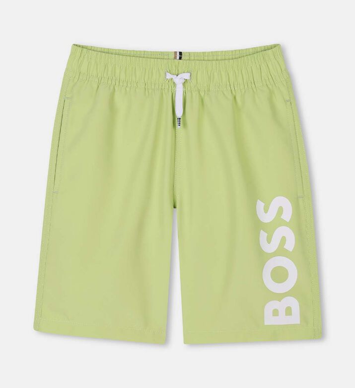 Elastic Waistband Logo-print Slip Pockets Shorts