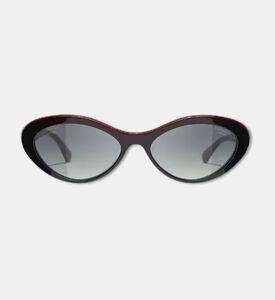 Chanel Gradient Lenses Logo-detail Cat-eye Sunglasses 57, Red, Packshot View