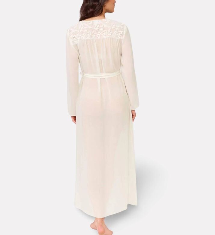 Rya Lace-shoulder Long Robe, Model View