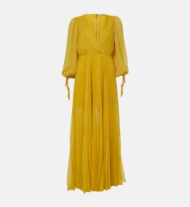Pleats-detail Long-sleeve Flared Dress Pleats-detail Long-sleeve Flared Dress
