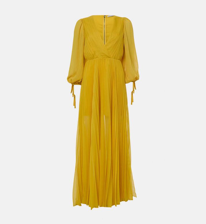 Pleats-detail Long-sleeve Flared Dress Pleats-detail Long-sleeve Flared Dress