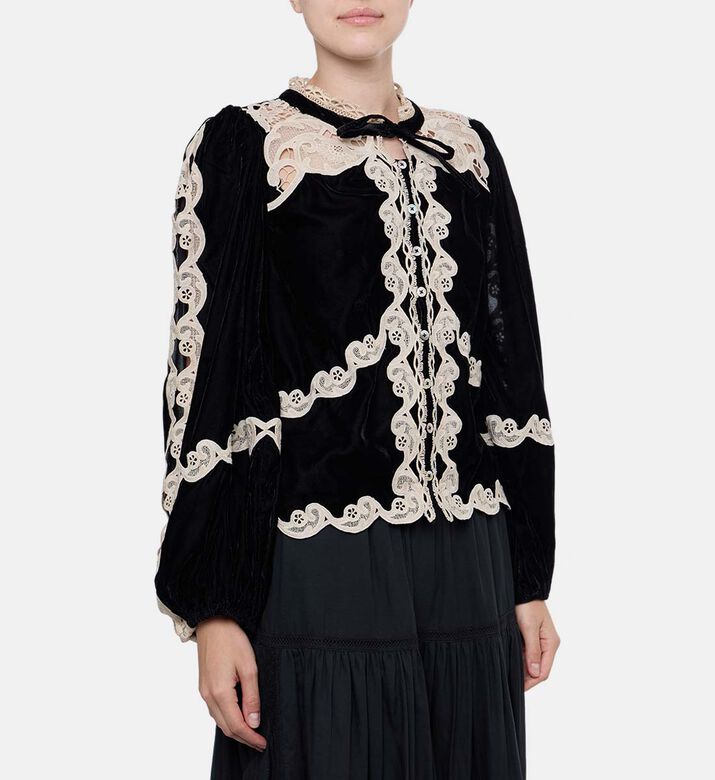 Sea NY Medina Ruffled Collar Blouse, Model View