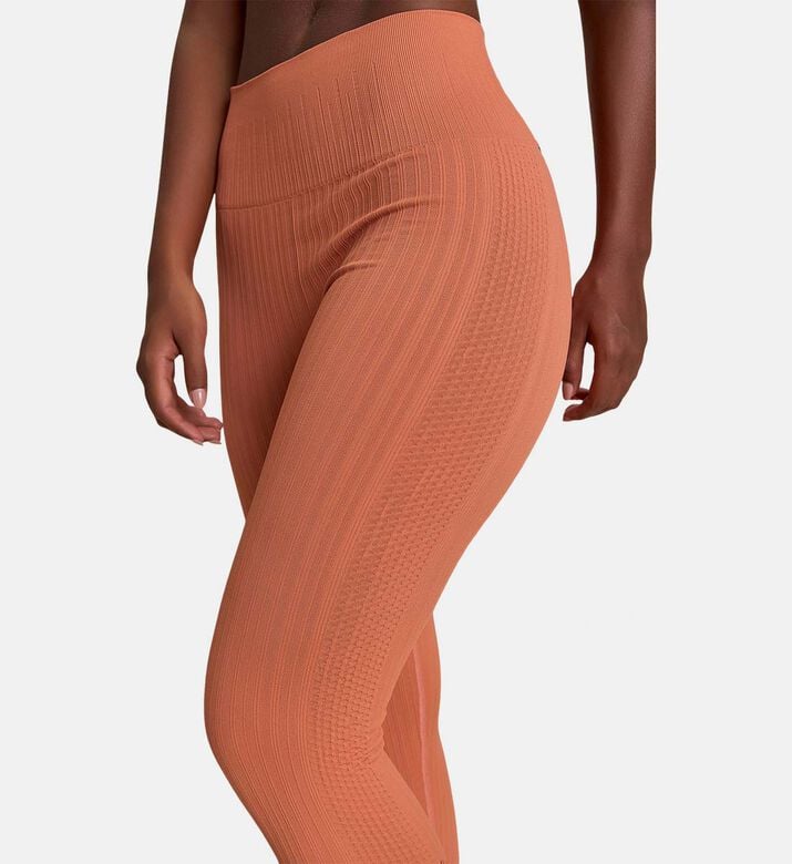 LIVE! Seamless Ribbed High-waist Leggings, Orange, Xs, Model View LIVE! Seamless Ribbed High-waist Leggings, Orange, Xs, Model View