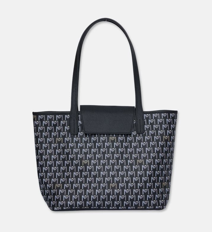 Maya.M All-over Monogram Medium Flap Tote Bag, Black, Packshot View