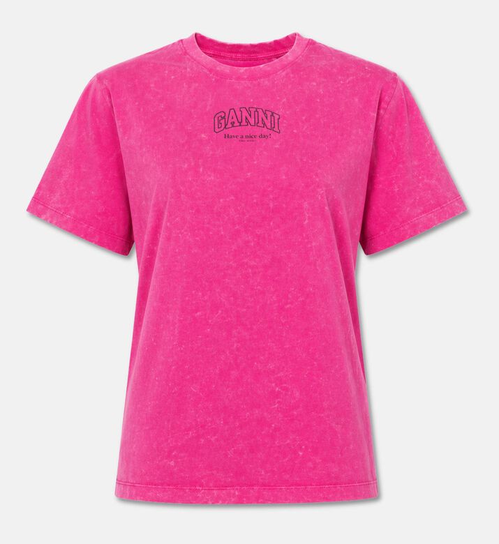 Ganni Washed-effect Relaxed-fit T-shirt, Pink, M, Packshot View