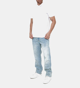 بنطال جينز بخطوط حمراء بـ 5 جيوب