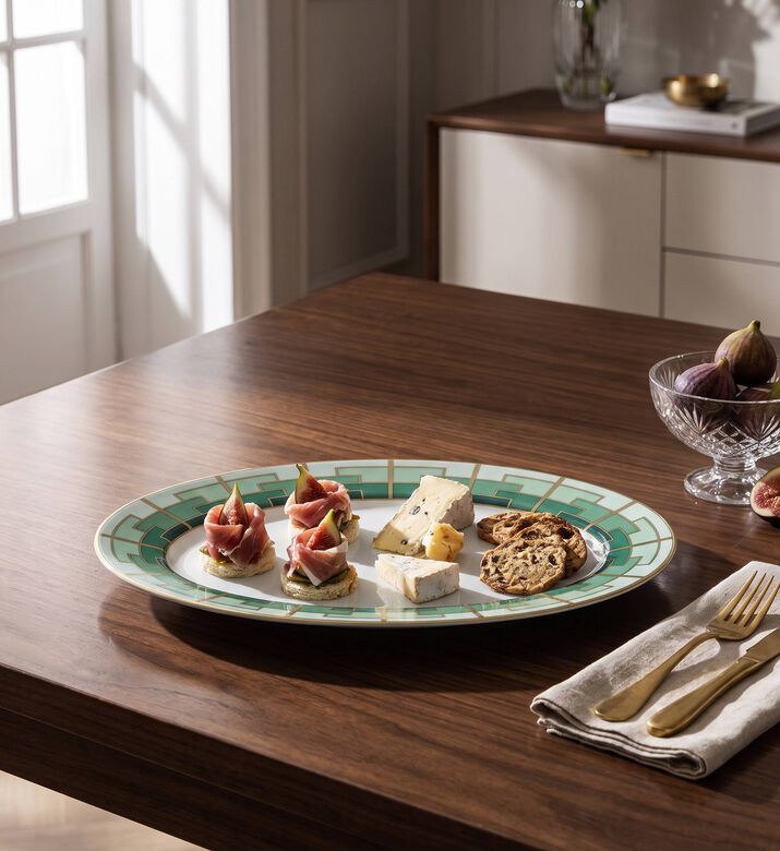 Vista Alegre Emerald Oval Medium Platter Plate, Model View
