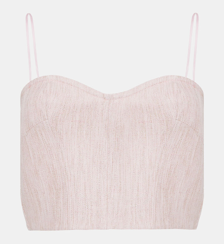 Microcheck Linen Lurex Bustier