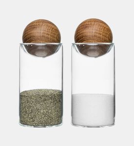 طقم ملح وفلفل ناتشور من خشب البلوط بيضاوي