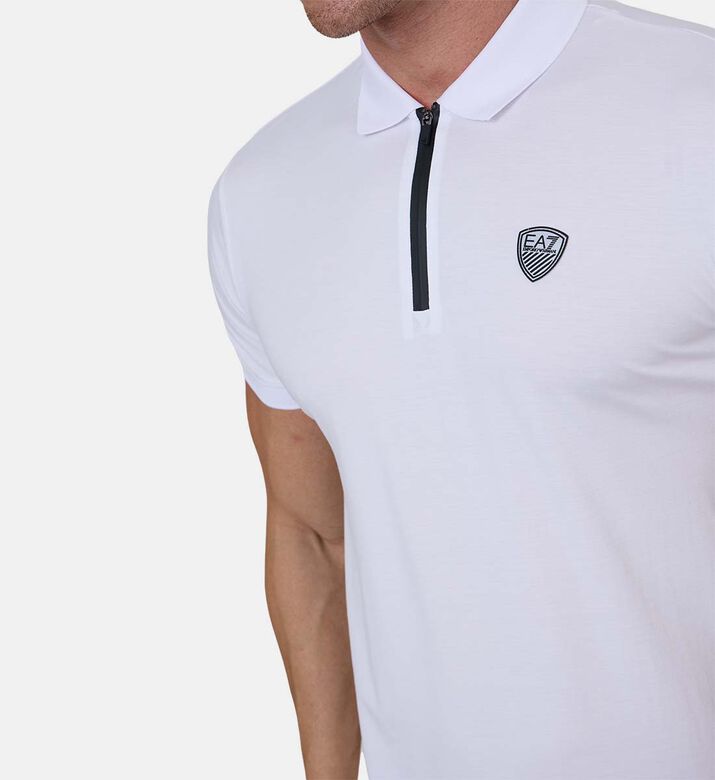 Zippered Collar Logo Polo Shirt