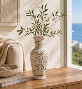 Tohfa Luxe Palm Hand Carved Marble Vase, Packshot View