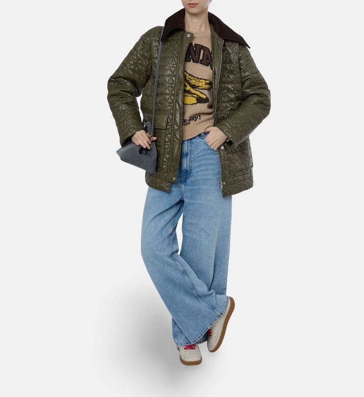 Ganni Logo-detail Banana Intarsia Sweater, Model View