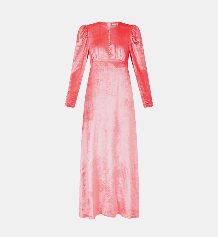 فستان مخملي منتفخ الأكتاف