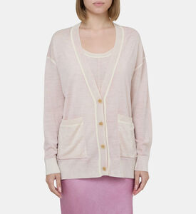 كارديغان محبوك بياقة V بجيوب خارجية