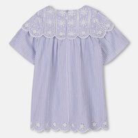 Flower Embroidered Striped Dress
