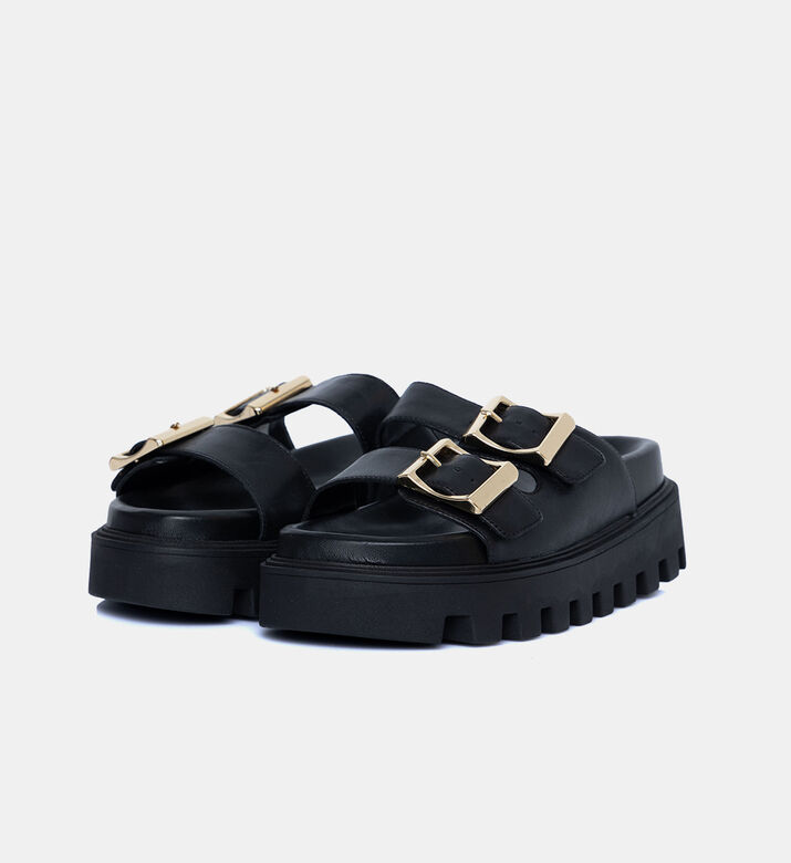 Tractor Leather Platform Sandals
