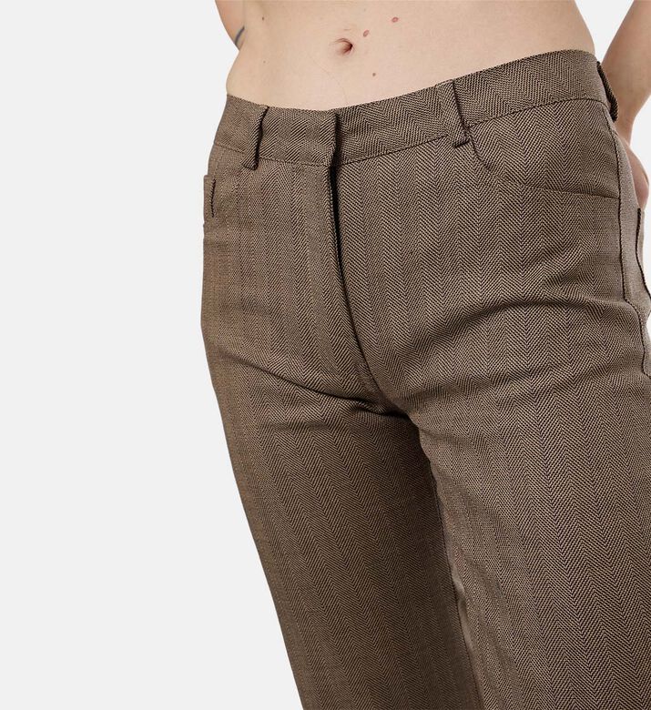 The Kooples Checkered Flared Knit Trousers, Model View