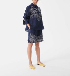 قميص كتان مطرز متعدد الألوان