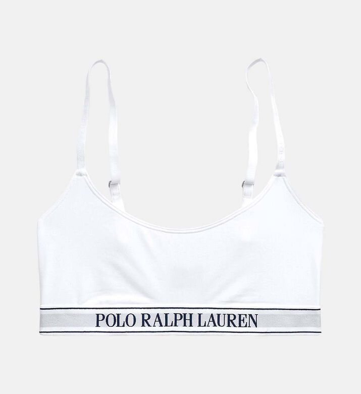 Polo by Ralph Lauren Logo-band Scoop Bralette, White, L, Packshot View