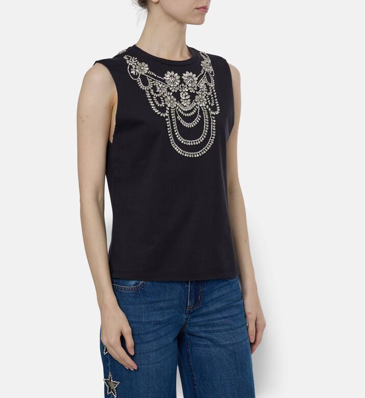 Alice and Olivia Rhinestone-embellished Crewneck Top, Model View