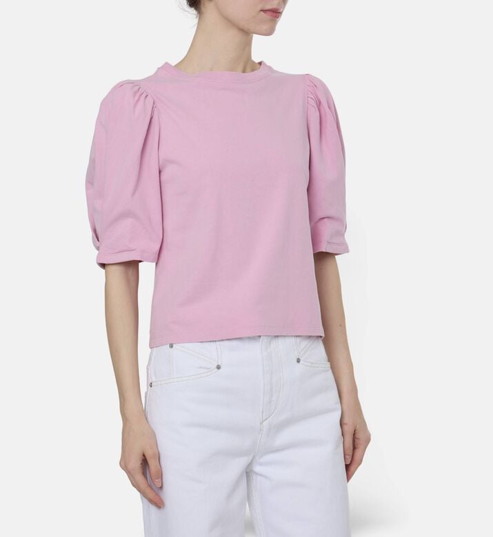Isabel Marant Puff-sleeve Crewneck T-shirt, Light-pink, S, Model View