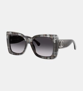 Chanel Acetate Square-shaped Sunglasses, Black, Packshot View