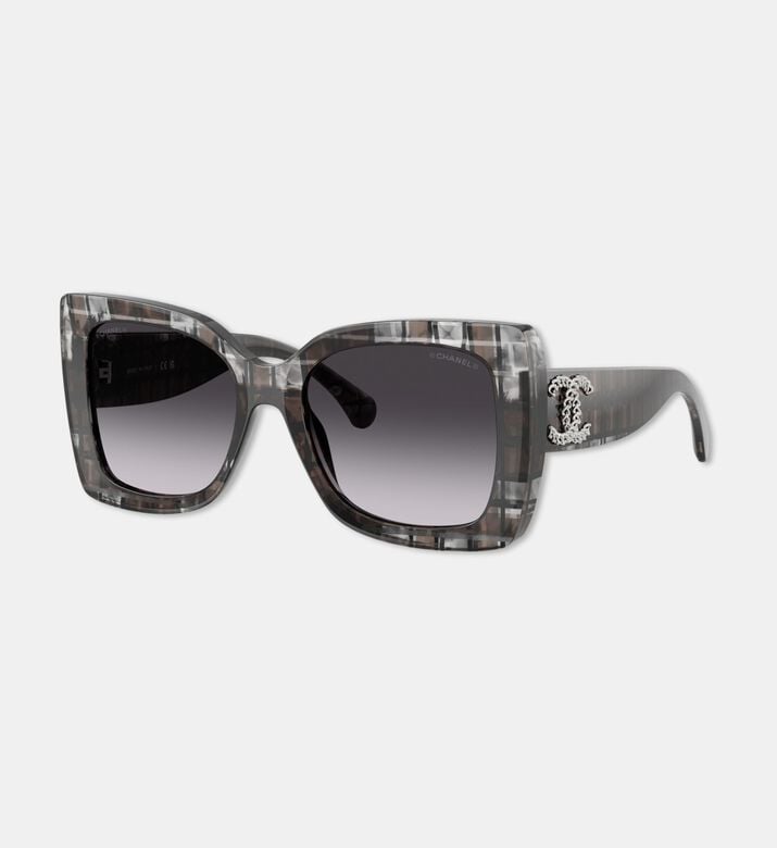 Chanel Acetate Square-shaped Sunglasses, Black, Packshot View